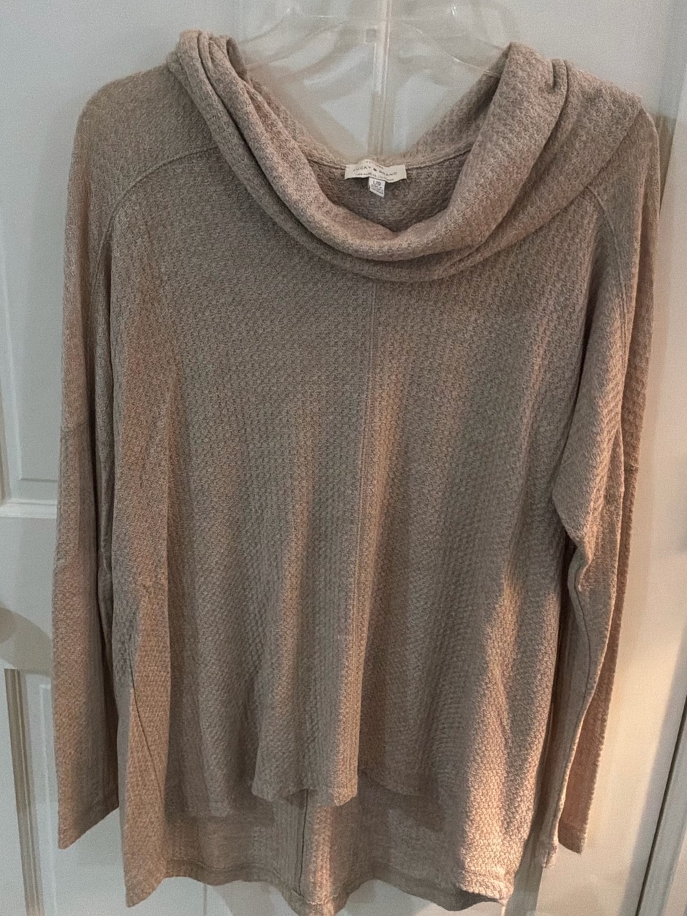 Lucky Brand Taupe Cowl Neck Lightweight Sweater
